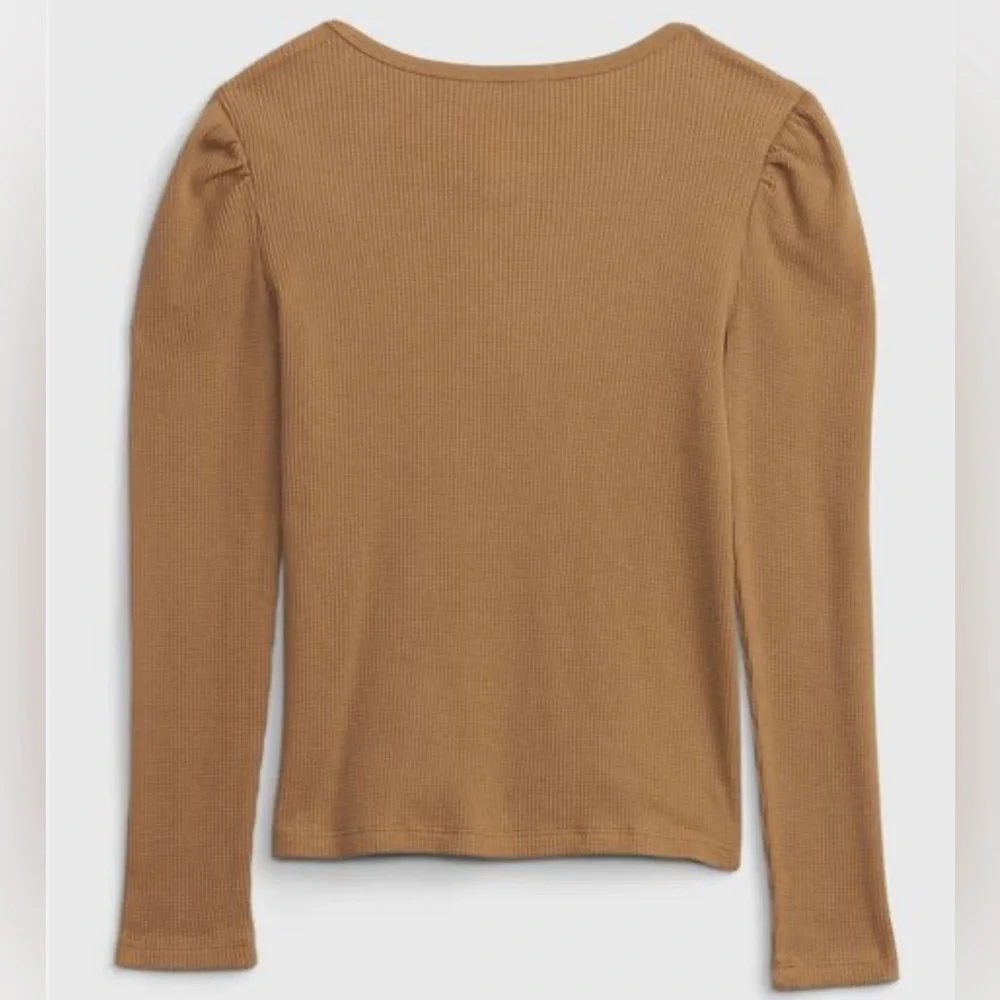 GAP Girls Waffle Knit Puff Sleeve Blouse Size 10 NWT Brown | Spring Layer